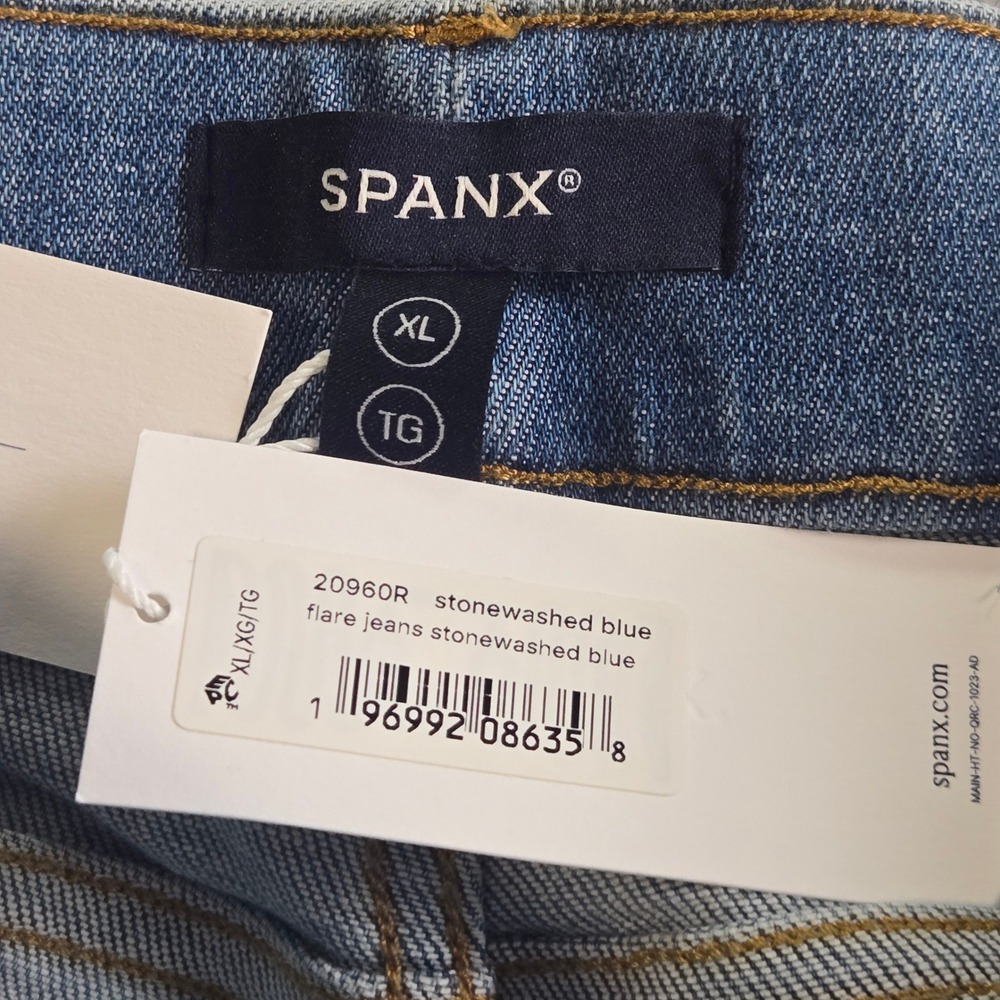 Spanx Flare Jeans Womens XL Stonewashed Blue High Rise Shaping Stretch 20960R - Picture 4 of 9